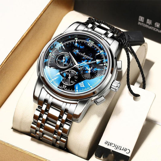 Men Watches Stainless Steel Quartz Watches Top Brand Luxury Blue Wristwatch Waterproof Luminous Fashion Sport Clock